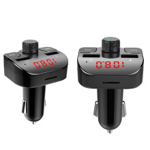 1 Pièce Adaptateur Chargeur USB FM Affichage Tension Noir