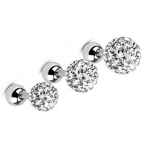 3 Unidades Pendientes Mujer Cuentas Cristal Esféricas Hueso Blanco