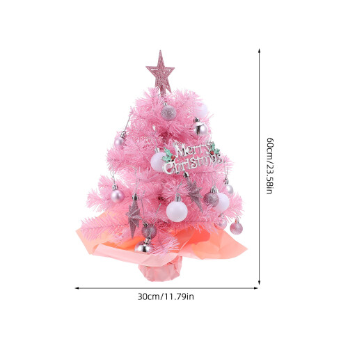 Tabletop Christmas Tree 2Ft Mini Artificial With Lights Pink 1