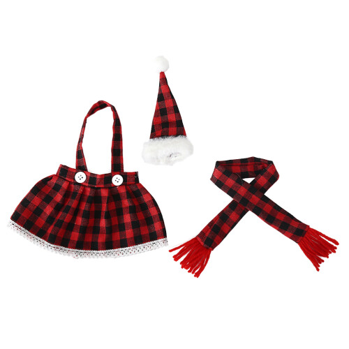 Ensemble Plaid Vin Robe Costume De Noël Housses Pour Bouteille 1