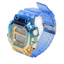 CR2032 240mAh Digitale Uhr Blau Gold Quadrat