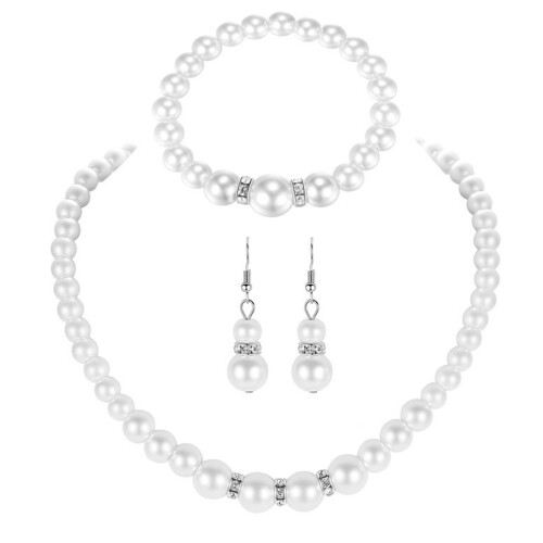 1Set Parelketting En Danglers Bruiloft Sieraden Kit 1