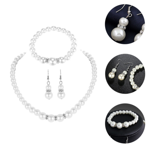 1Set Parelketting En Danglers Bruiloft Sieraden Kit 2