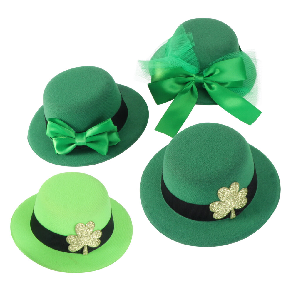 4 Pezzi Decorazioni Tema San Patrizio Cappello Spilla Verde-image