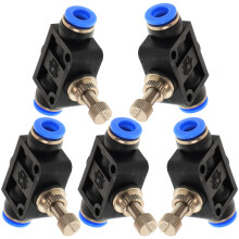 5 Pezzi Tubo 6 Mm 1/4" Attacco Rapido Con Valvola Pneumatica (Nero)