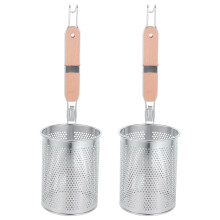 2Pcs Escorredor De Massa Aço Inoxidável Com De Madeira