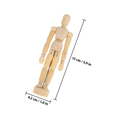 2St Träfigur Modell Människa för Konstnärer Kolträng 2