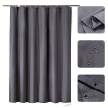Wasserabweisende Duschtür aus Polyester, schimmelresistent, 180cm x 180cm, Schwarz/Weiß/Grau