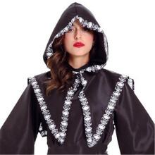 Cloak Hat Medieval Fashion Printing Hat Hooded Cape-Black