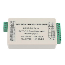 (As show, One size) WS-DMX-RELAY-3CH DMX512 Decoder Relays LED Controller for Led Strip Light LED Lamp DC12V 10Ax3 Chan