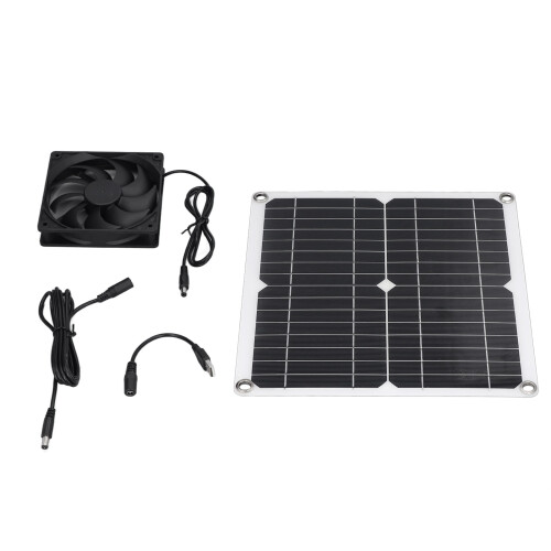 Kit de panel solar de 12W, paneles de 28x28 cm, ventilador de 12x12 cm 1