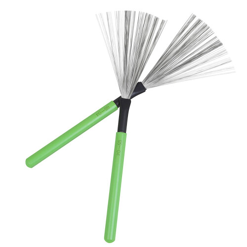 2Pièces Brosse Drum Acier Et Bois Verte Jazz Batterie 1