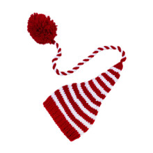 Baby Handgeweven Hoed Met Lange Staartbal Rood Wit