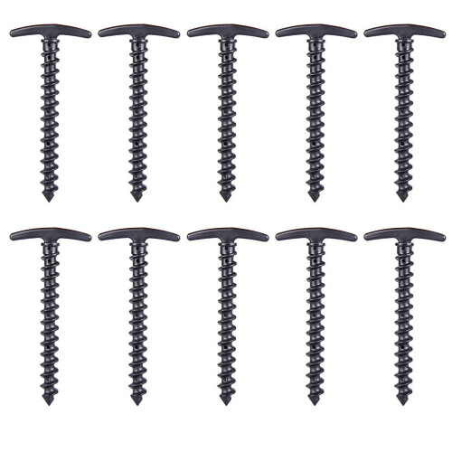 10Pcs High Strength Nylon Camping Stakes Black Tent Ground Fixators 1