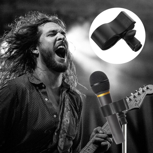 Black ABS Mic Clip Adjustable Microphone Holder for Stand Use 2