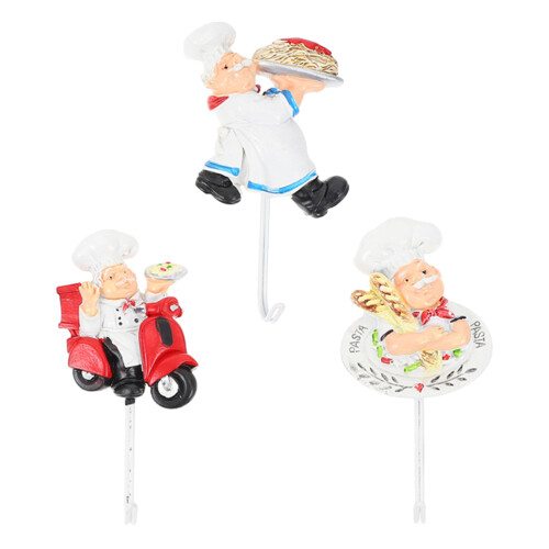 3 Piezas Gancho Pared Resina Chef Cocina 1