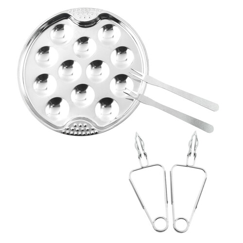 Ensemble De Plat À Escargots En Acier Inoxydable Pince 2