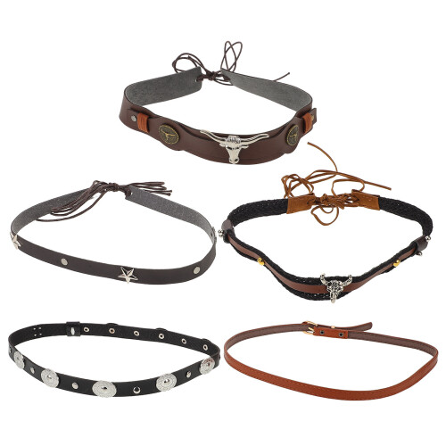 5 Pezzi Fascia Per Cappello Cowboy Pu Western