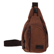 Cool Men's Canvas Unbalance Crossbody Sling Bag - Size S Coffee