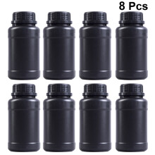 8 Frascos Plástico Opaco para Armazenamento Químico Preto