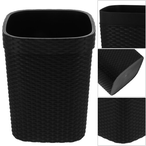 Small Plastic Trash Can Black 1set 11.4x9.1x8.9in 2