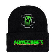 (Style B)Minecraft-print gebreide muts met katoen-nylon stof, wintercadeau hoed