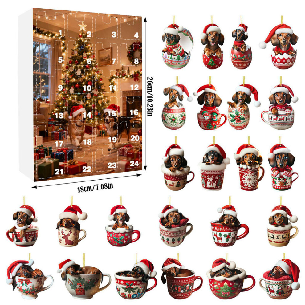Calendrier De L'Avent Pour Chien 2025 - 24 Ornements Acrylique 2D - Décoration Noël Compte à Rebours