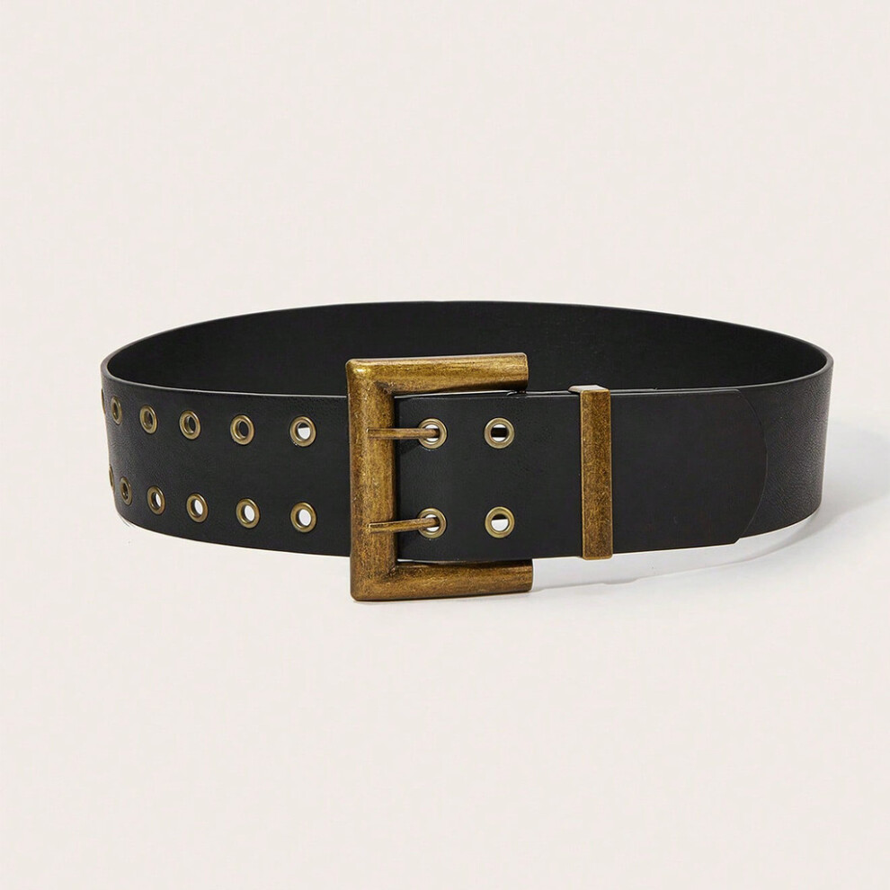 (Black) Rivet Style Punk Belt With Alloy Buckle For Street Fashion Outfits And Casual-image-OPC-PMNF5Z9-NEW