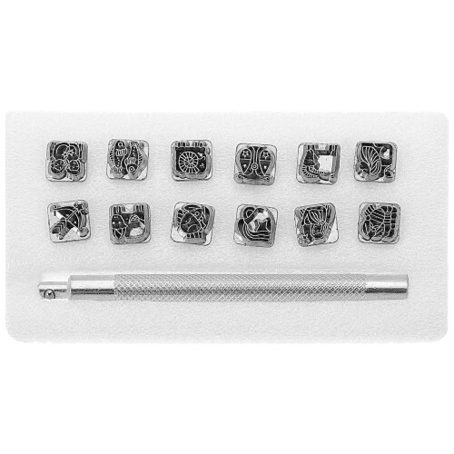 Set Kit Incisione Pelle con 12 Motivi 2