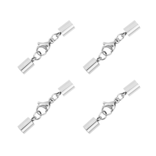 4 Pezzi Fermacavo In Acciaio Per Collana 4,0 Mm