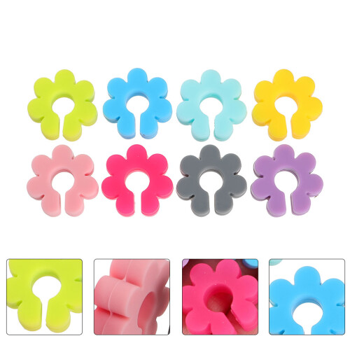 16 Pièces Marqueurs De Vin En Silicone Fleurs Couleurs 2