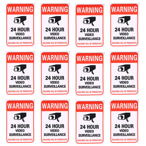 20 Pièces Autocollants D'alerte De Surveillance 24h/24 1