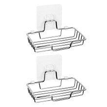 2 Pcs Bathroom Soap Holder Wall Mounted Stainless Steel Draining Dish