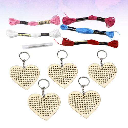 5 Pezzi Set In Legno Forma Cuore Con 1