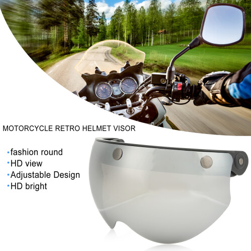 Motorcycle Helmet Visor Silver Retro Design with Adjustable Buckle 2