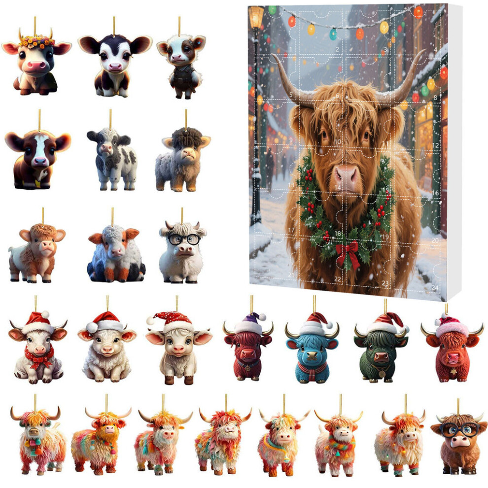 (Style K) Series Christmas Animal Acrylic Ornament Box Yak Figures Tree Gifting Festive-image-OPC-PMNFRS6-NEW