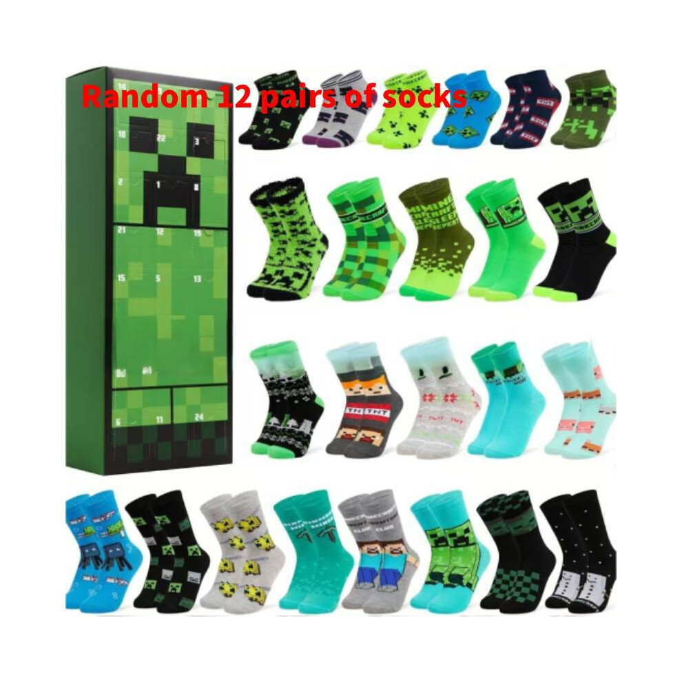 (Green 12) Socks Christmas Countdown Calendar Surprise Blind Box For Teenager Gift Festival-image-OPC-PMNFSCK-NEW