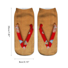 Lustige 3D-Flip-Flop-Drucksocken, atmungsaktive Baumwolle-Polyester-Mischung, Low Cut Laufsocken