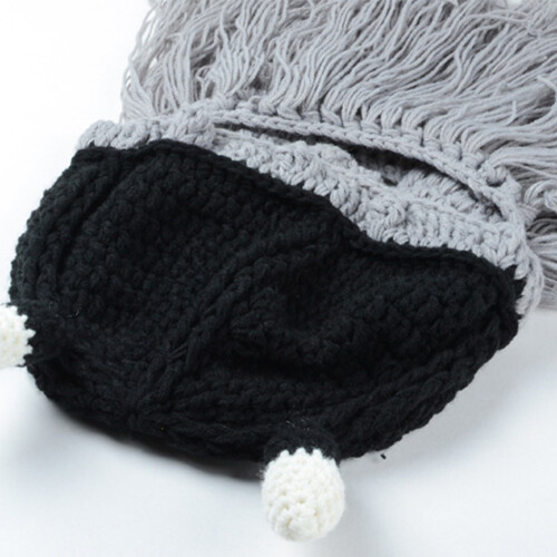 2 PCS Funny Knit Beard Mustache Beanie Hat Winter Fall-M Gray 2
