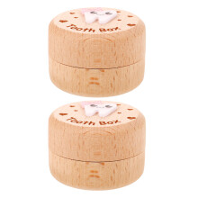 2Stk Kinder Zahnbox Holz Beige Kompakt Baby Aufbewahrung