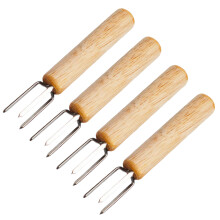 4 RVS Drie-Poot Design Maïshouders Fruit Spietjes Voor Bbq