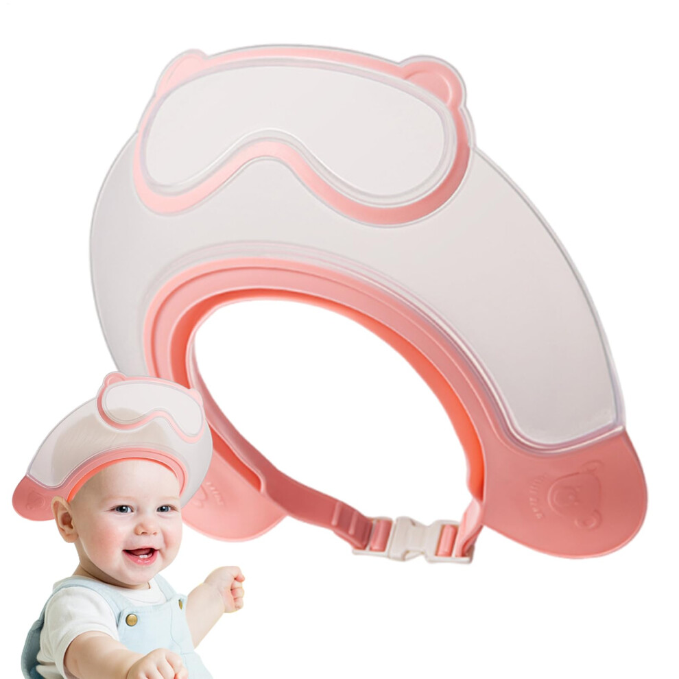 Baby Hair Washing Shield Waterproof Shower Cap For Baby Adjustable Bath Visor Soft Head Protector Splash Guard Hat Pink