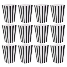 12Ud Cajas Negras Para Palomitas, Papel Seguro Para Eventos Y Snacks