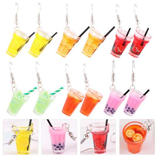 6 Pares De Pendientes De Y Bebidas Simuladas 1