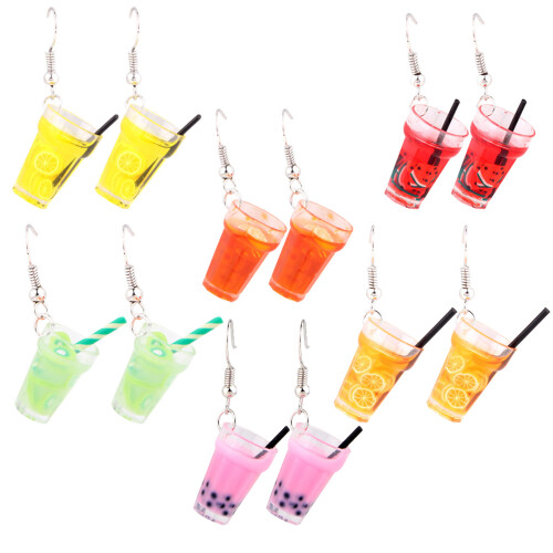 6 Pares De Pendientes De Y Bebidas Simuladas 2