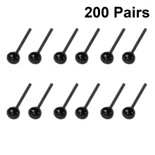 200 Pares Ojos Animales 2Mm Vidrio Negro Para Peluches