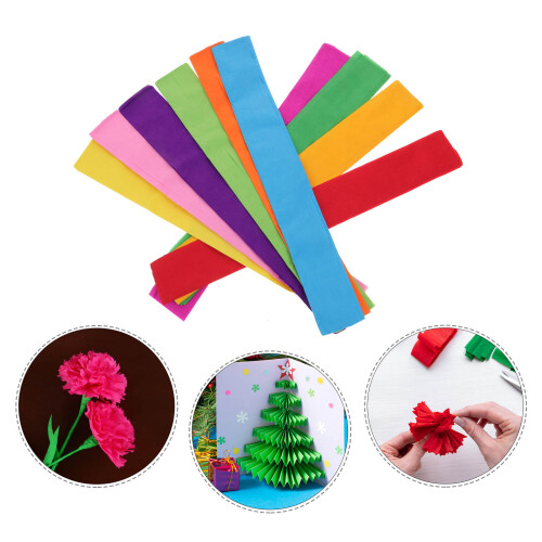 10 Pièces 10 Couleurs Papier Crépon Soie Pour Fleurs 2