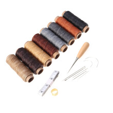 18 Pièces Outils Travail Du Cuir Avec Aiguilles, Alène, Fil