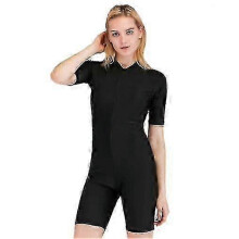 (2XL, black) Swimsuit For Men/women One Piece Short-sleeve Swimming Suit Sun Protection