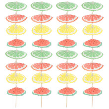 50 Pièces Parasols En Papier Hawaïens Pour Cocktail, Fruit, Cupcake